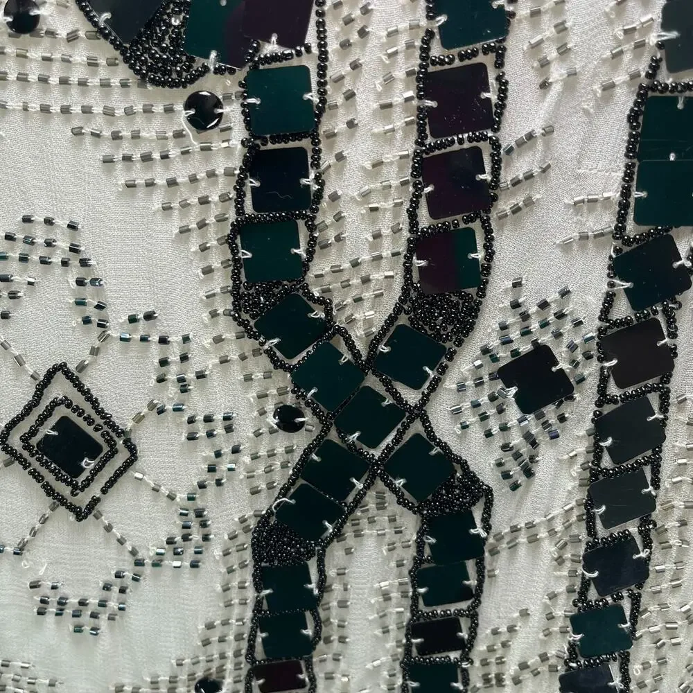 Free People White and Black Beaded Mini Dress